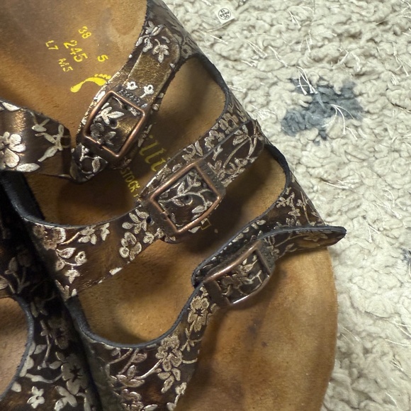 Papillio by Birkenstock Floral Brown Triple Strap Sandals Women’s Size 7 - Picture 7 of 8